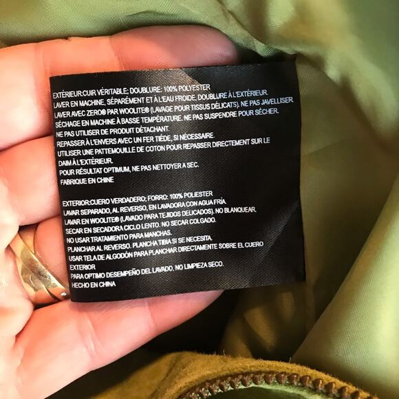 BERNARDO Leather Suede Jacket Olive Green Size Large Nordstrom - Picture 5 of 6